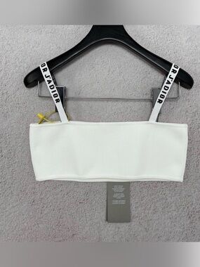 🚩steal Dior Cream Ribbed Knit Top with Branded Neck Label